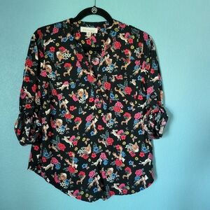 Philosophy Black Floral and Animal Print Women's Blouse Medium